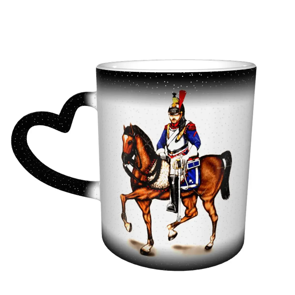 

Napoleonic French Cuirassier Color Changing Mug in the Sky Top Quality Ceramic Heat-sensitive Cup Joke R324 Beer mugs