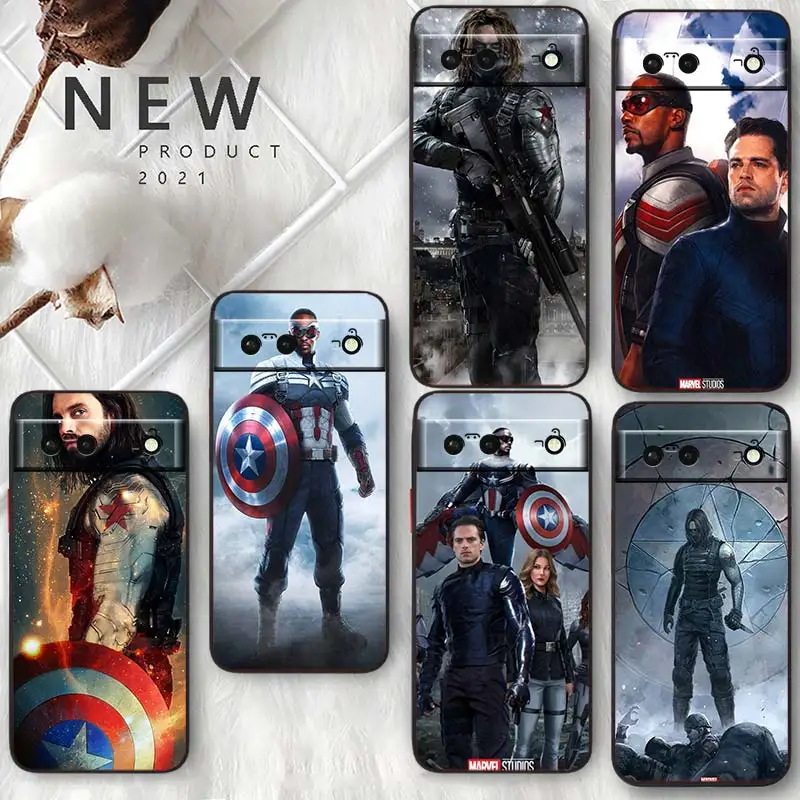 

Marve Falcon Winter Soldier For Google Pixel 7 6 Pro 6A 5A 5 4 4A XL 5G Shell Soft Silicone Fundas Coque Capa Black Phone Case