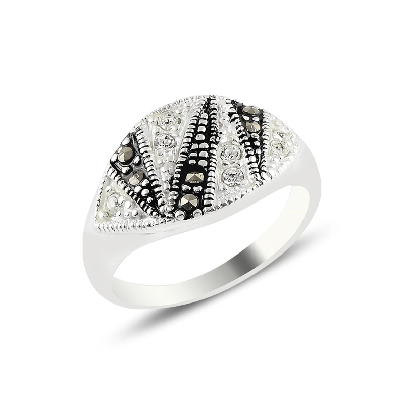 

Серебряное 925 пробы Marcasite & циркониевое кольцо с кристаллом