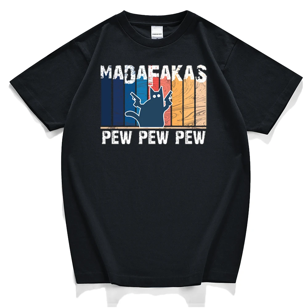 

Футболка мужская с круглым вырезом, брендовая уличная одежда в стиле ретро, повседневная оверсайз с короткими рукавами, Pew Madafakas