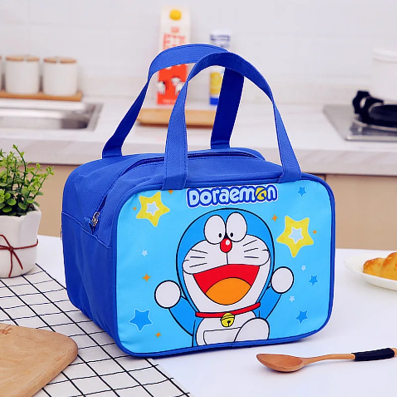 Фото Новая термоизолированная сумка Doraemon, сумка для обеда, сумки для обеда для женщин, портативная сумка-холодильник, сумка-тоут, сумка-холодильник, сумка для еды Kawaii №3