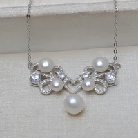 meibapjfashion grade aaaa freshwater pearl jewelry for women heart shaped pendant necklace white s925 sterling silver jewelry