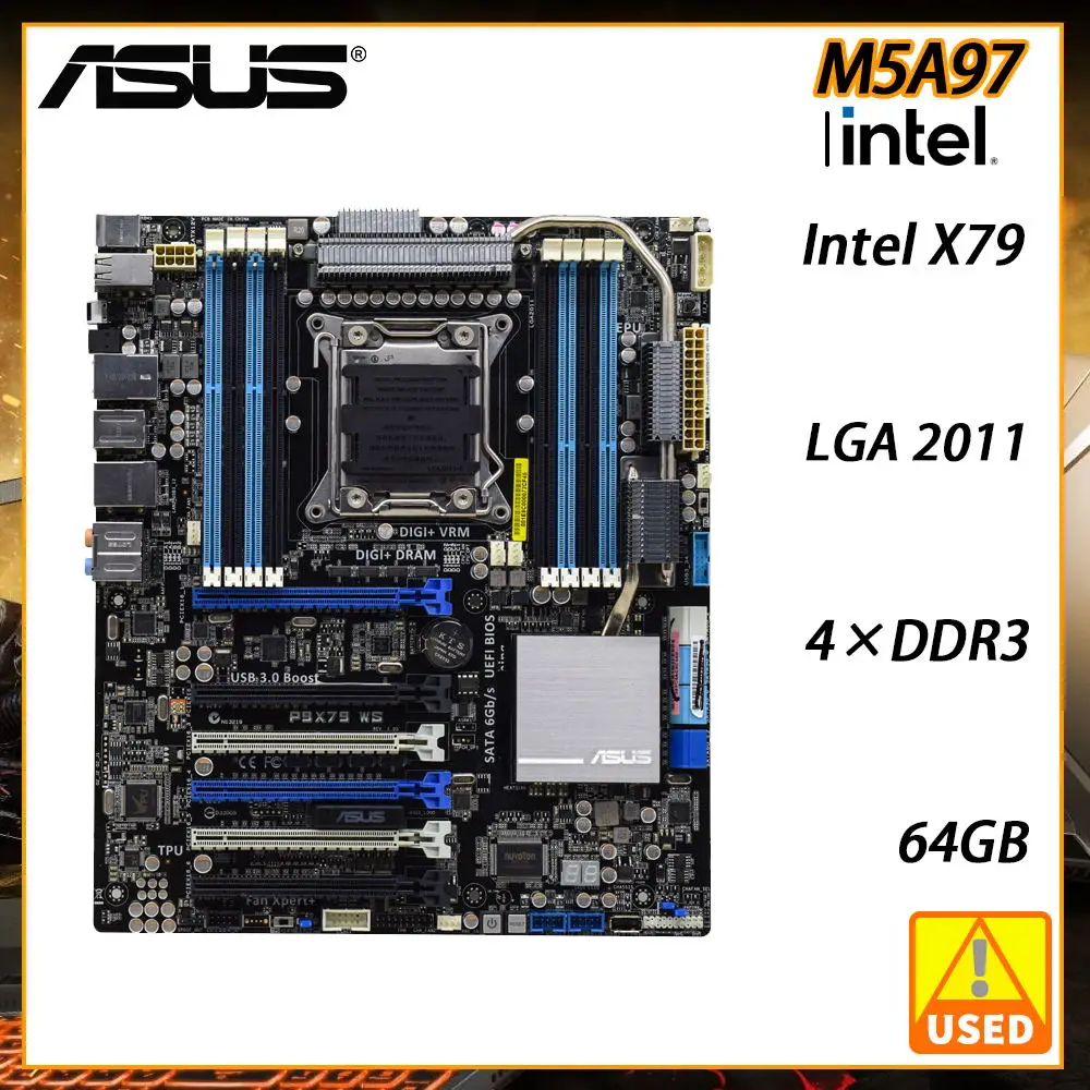

Материнская плата LGA 2011 ASUS P9X79 WS/IPMI X79 материнская плата для майнинга DDR3 64 Гб Поддержка X79 комплект Xeon E5 2650 v2 процессоры 6 × PCI-E X16 2 × RJ45