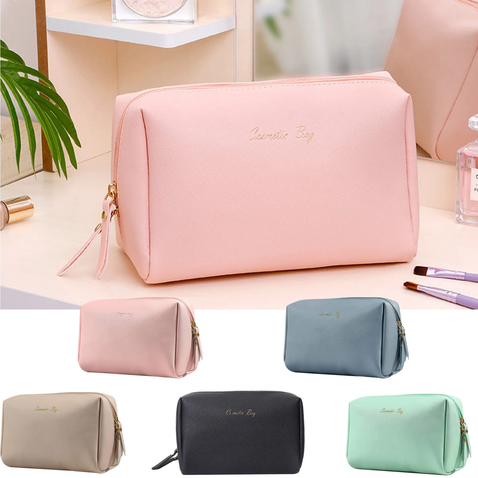 

Large-capacity Travel Cosmetic Bag Portable Leather Makeup Pouch Women Waterproof Bathroom Washbag Multifunction Toiletry Kit