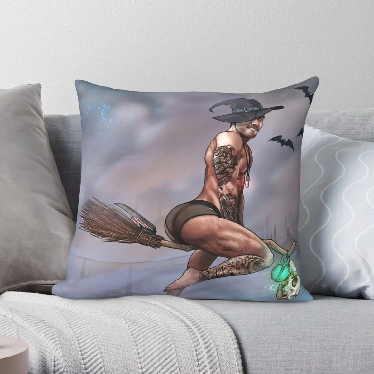 Квадратный Чехол на подушку The Witches метла полиэстеровый льняной бархатный чехол с