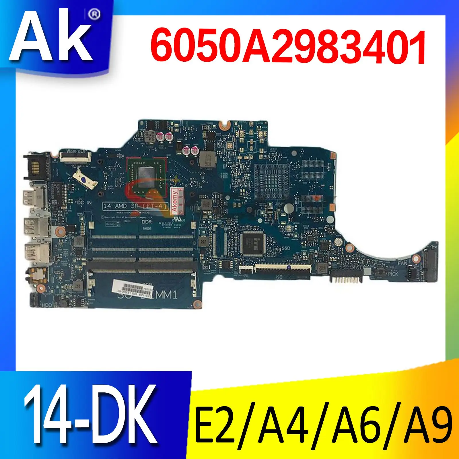 

Материнская плата для ноутбука HP 14-DK 14-DP материнская плата с E2 A4 A6 A9 AMD CPU 6050A2983401 материнская плата