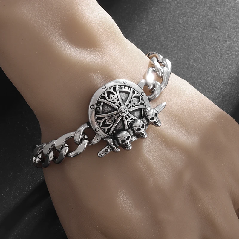 Ювелирные изделия из титановой стали с тремя черепами призраком головой крестом