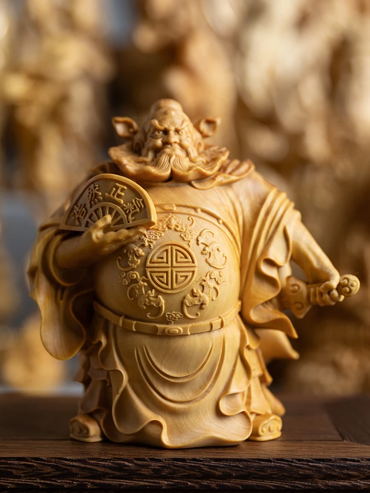 

Zhong Kui statue Ghost master Buxus Wood Carving Home Decoration Crafts Ornaments