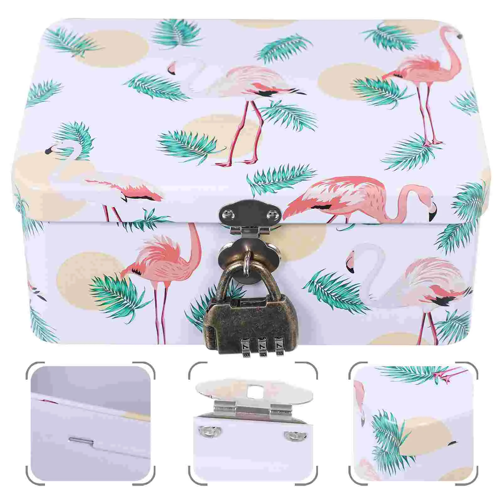 

Box Storage Tinmetal Lock Iron Organizer Canister Tea Desk Drawer Case Desktop Cashchest Keepsake Jewelry Paperboard Padlock