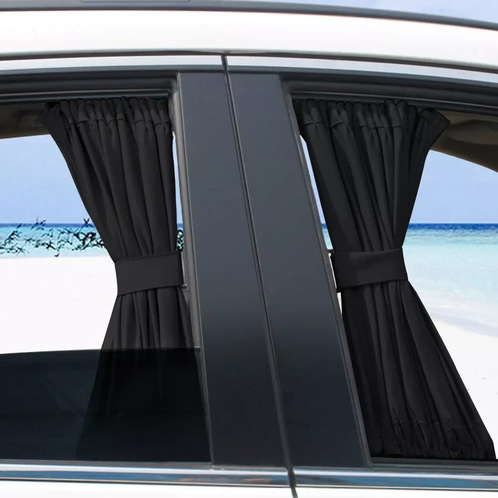 

2pcs 50cm Car Sun Shade Side Window Curtain Auto Foldable Uv Protection Accessories Black Pure Cloth Auto Accessories