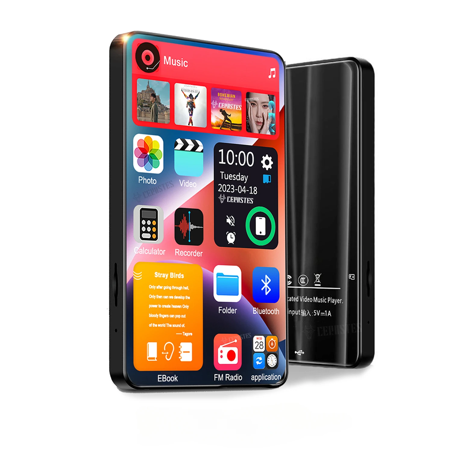 

2023 NEW Bluetooth MP3 MP4 Player 4.0 "Touch Full Screen Built-in16GB Music Player FM/ recorder/ Video Media player for students