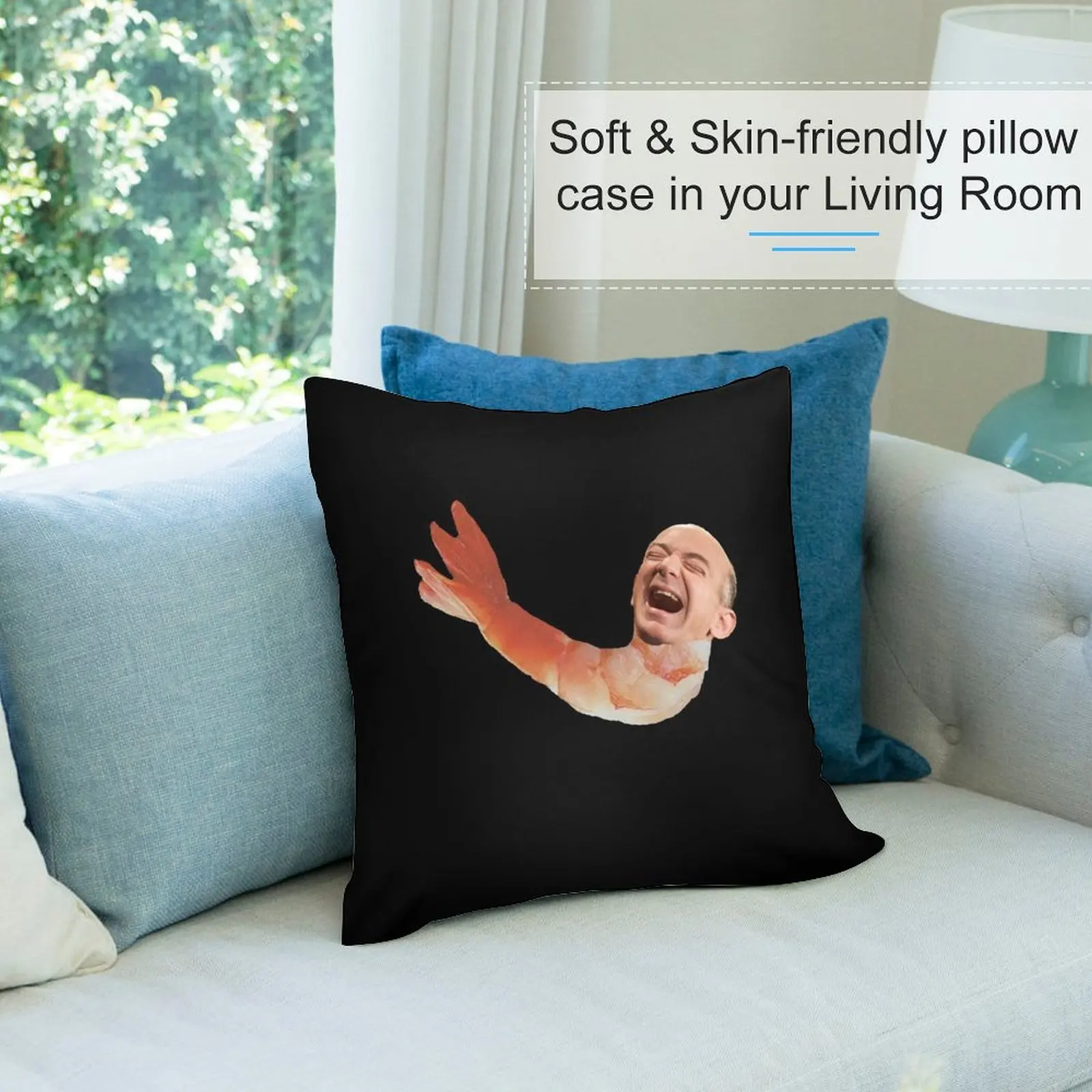 Декоративная подушка в виде креветки с изображением Джеффа безоса