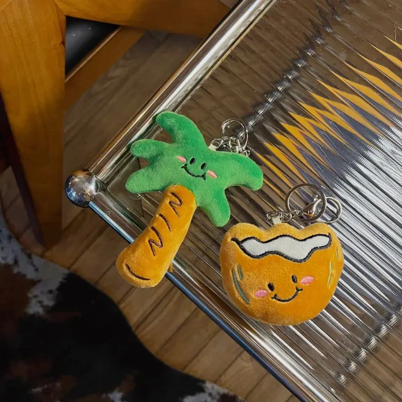 Милые кокосовые и деревья дизайн пара брелоков плюшевый брелок для двух забавных