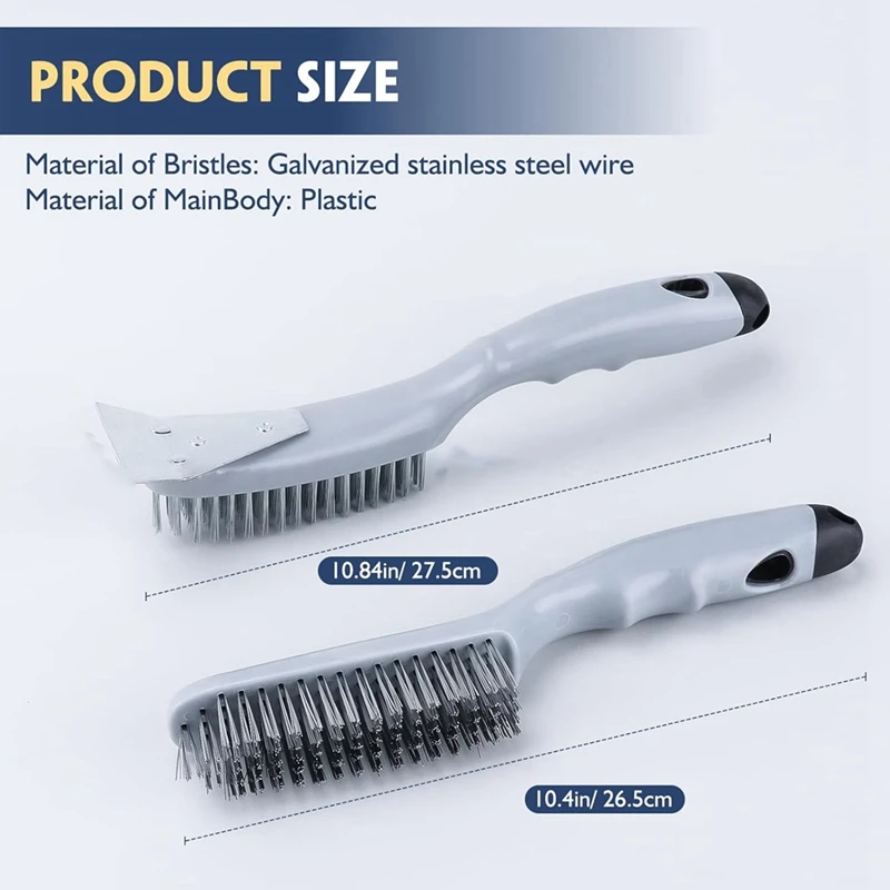 Щетка из проволоки нержавеющей стали 2 шт. с прочной ручкой и металлическим