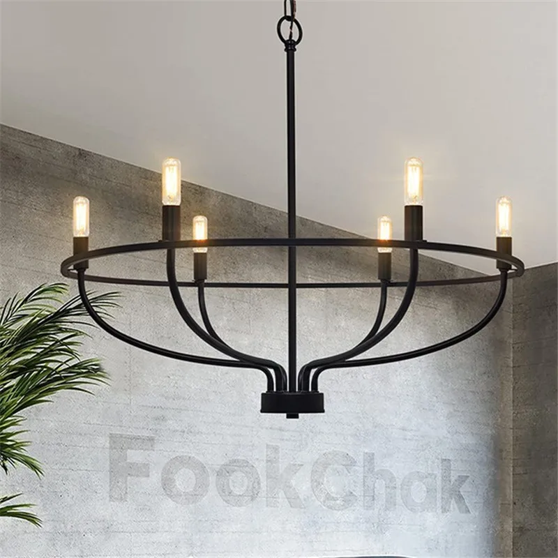 

Industrial chandelier iron Coffee Table luxury designer candle lamp Bedroom Ring Light Decoration Home dining room light fixture