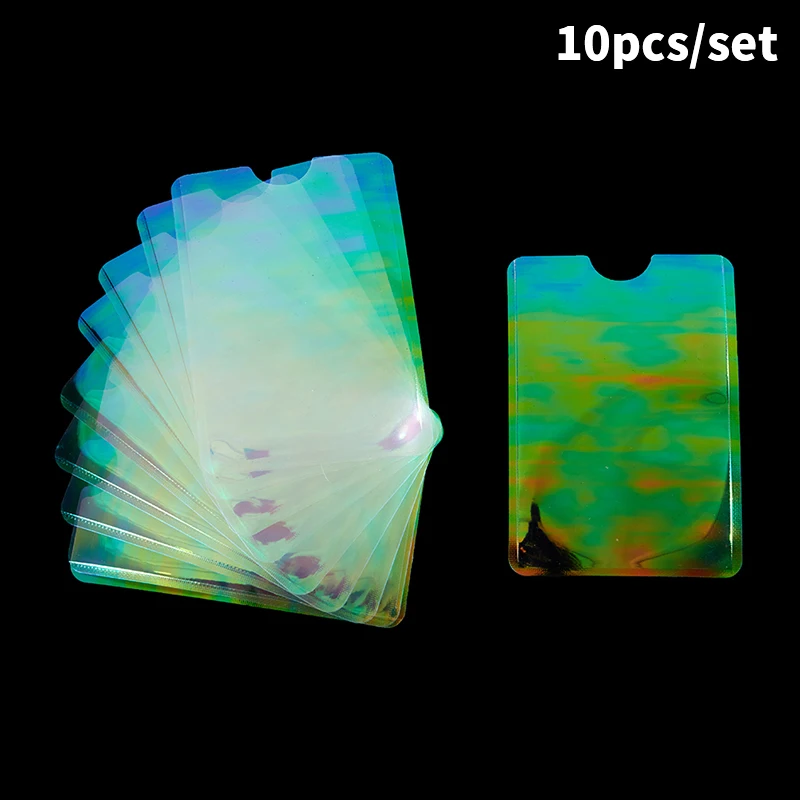

10pcs Clear Laser Flashing Card Sleeves Protector Game Cards For Postcard Photo Album ID Credit Card Holder Cover Bag 66*92mm