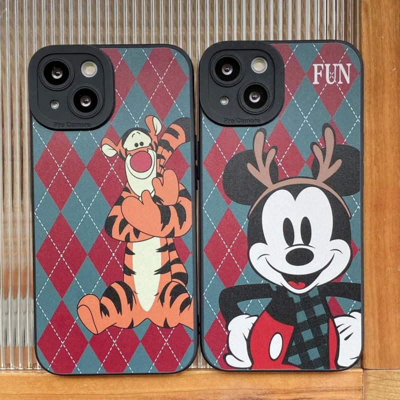 

Disney Trendy Cartoon Mickey Mouse Tigger Protective Cover For IPhone 11 12 13 Pro Max Mini X Xs Xr 7 8 Plus Cute Case Y2k Girls