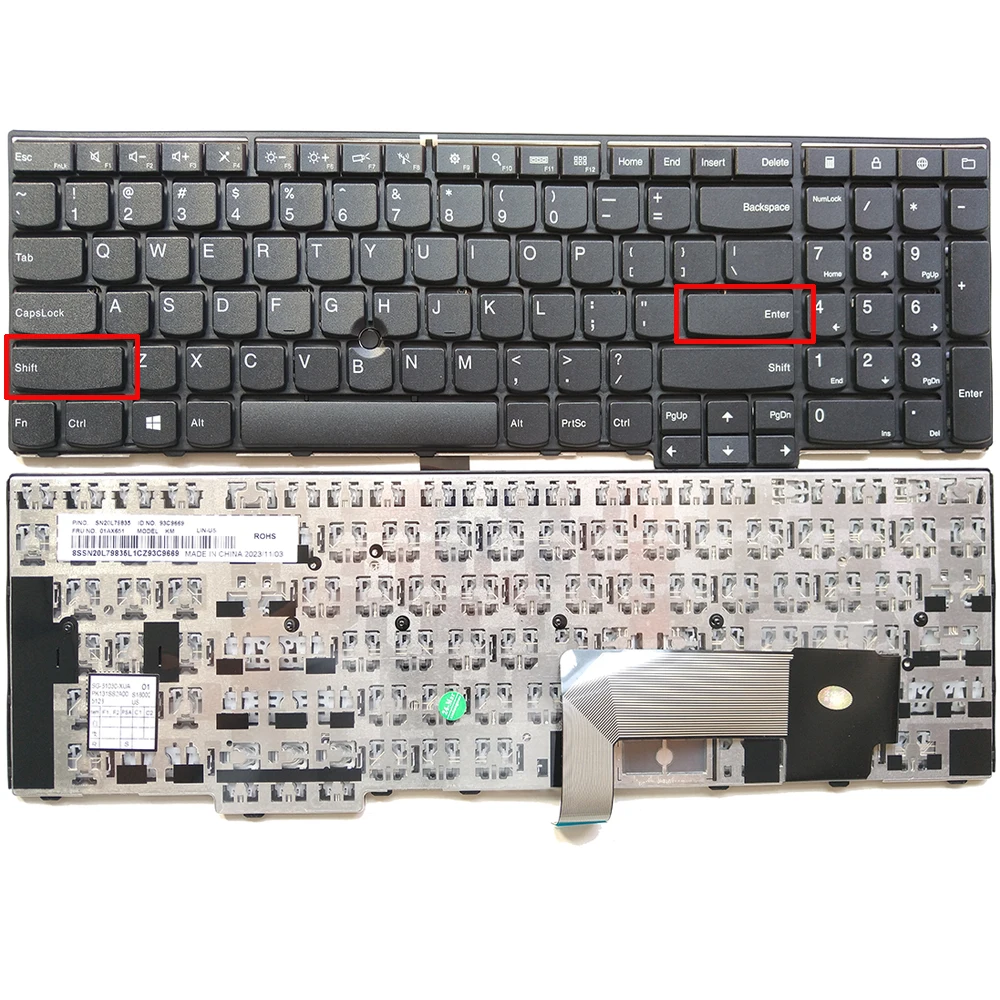 Клавиатура США без подсветки указателя для ThinkPad E531 T540 L540 T540P T550 L560 P50s L570 W540 W541 W550