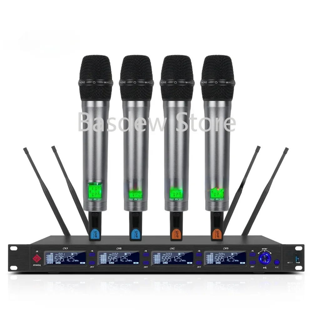 uno para FN —micrófono inalámbrico profesional 4 en 1 канал UHF PLL