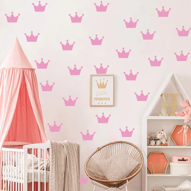 

15pcs/sheet Princess Crown Wall Stickers Kid's Room Wall Art Decals Mural Children Baby Bedroom Living Room Home Decor Wallpaper