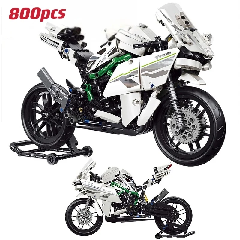 

800pcs City MOC technical Locomotive Motorcycle Racing Car Building Blocks DIY Mechanical Supercar Assembly Toys For Children
