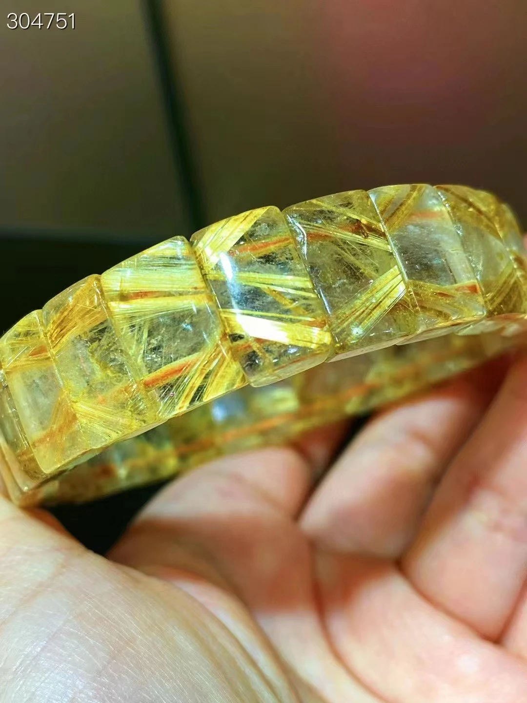 

Natural Gold Rutilated Quartz Bracelet Brazil 14.3x8.8x5.5mm Woman Men Bangle Flower Clear Rectangle Beads Wealthy AAAAAA