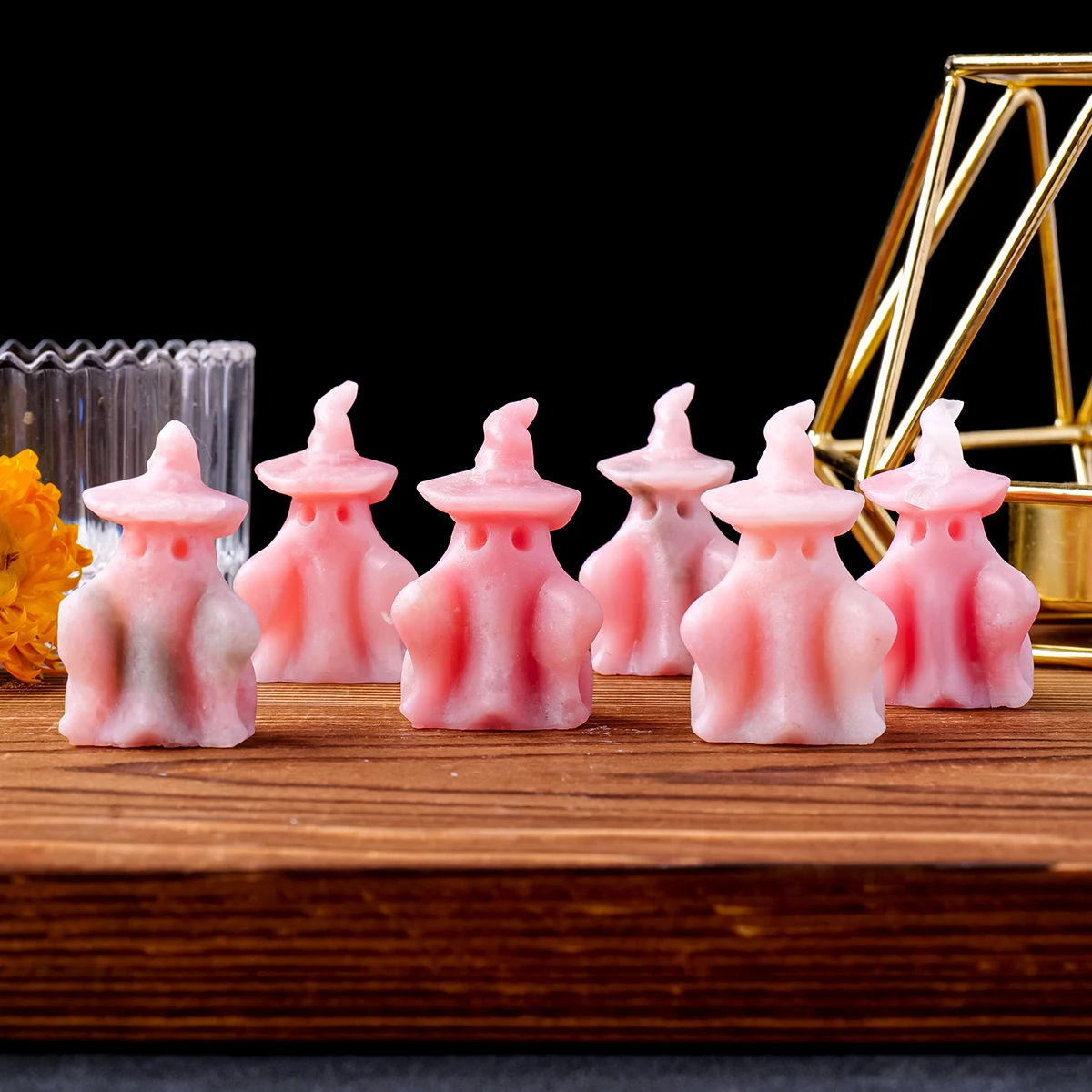 Природные драгоценные камни Мини кристалл розовый опал призрак статуя ручная