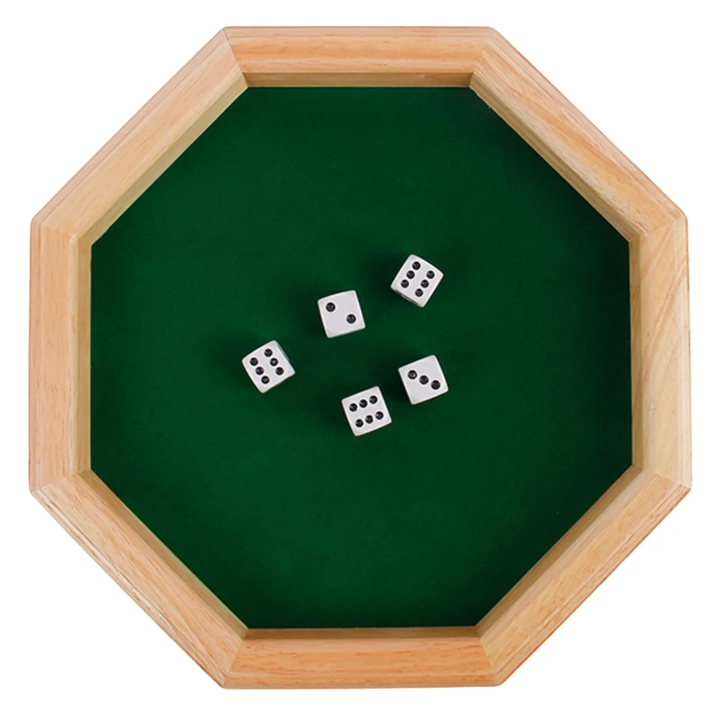 

Dice Tray Wooden Dice Octagonal Tray Felt-Lined Dice Coin Key Purse Holder for Home Bar Tabletop Dice Games Like RPG DND