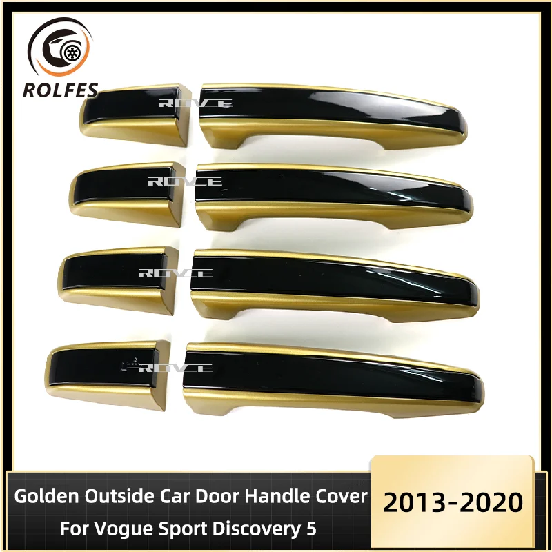 

ROLFES Golden Outside Car Door Handle Cover Protector Decorative Trim For Land Rover Vogue Sport 13-17 18-22 Discovery 5 15-20