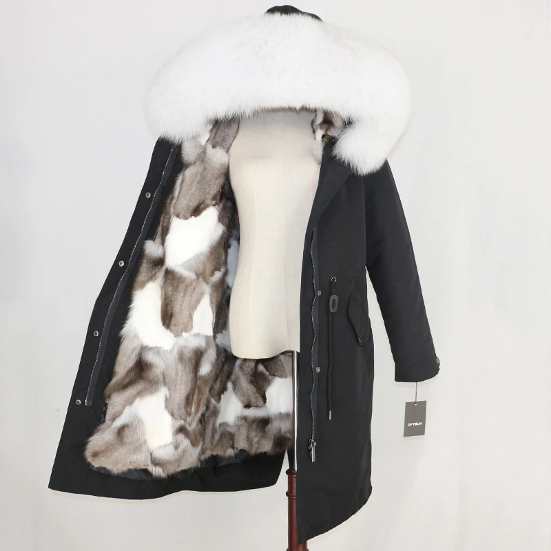 

Aoottii X-long Waterproof Parka Real Fur Coat Winter Jacket Women Natural Raccoon Fur Collar Fox Fur Liner Warm Thick Streetwear