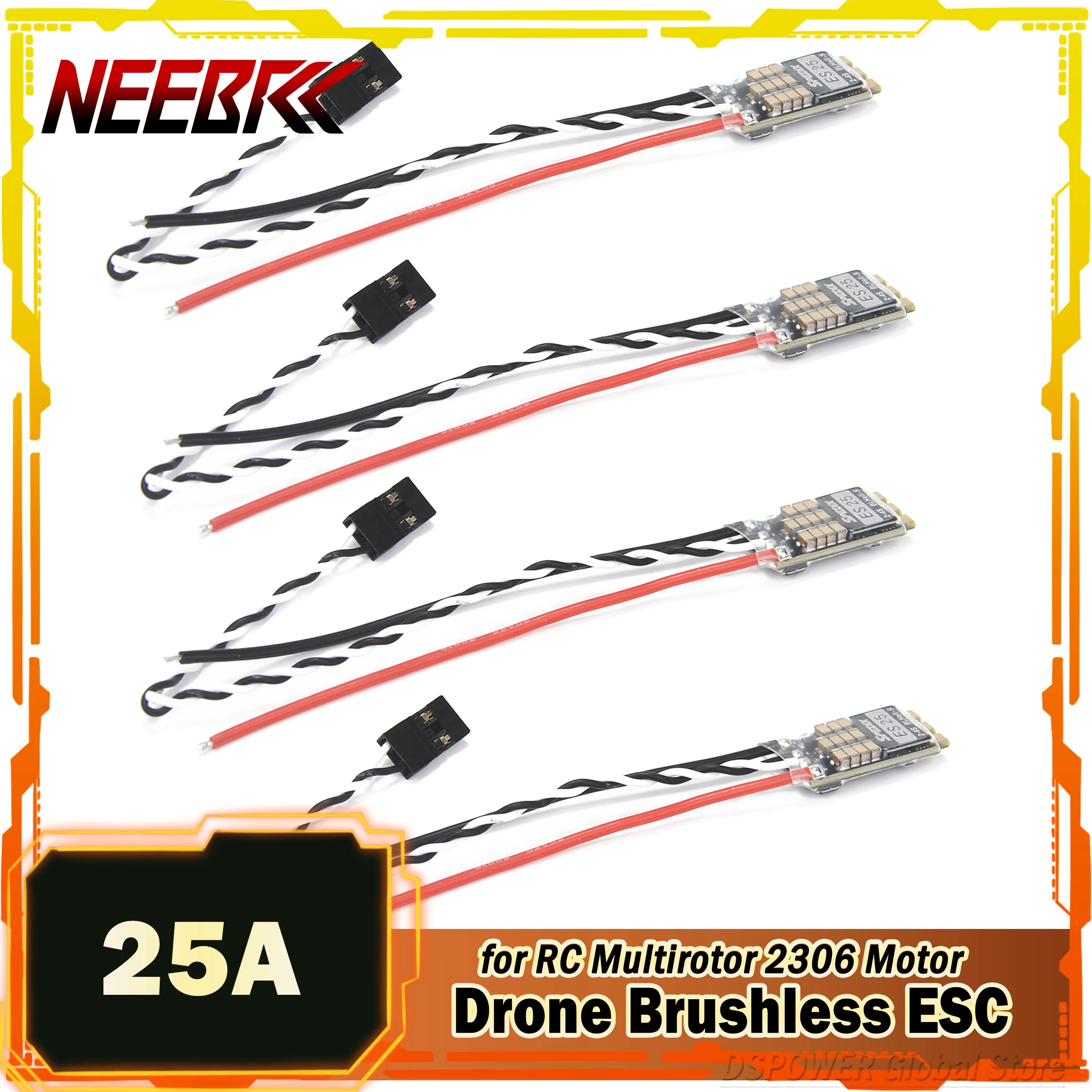 NEEBRC ES25 25A Дрон Бесщеточный ESC Blheli_S 2-4S для RC FPV Гоночного самолета Мультироторный