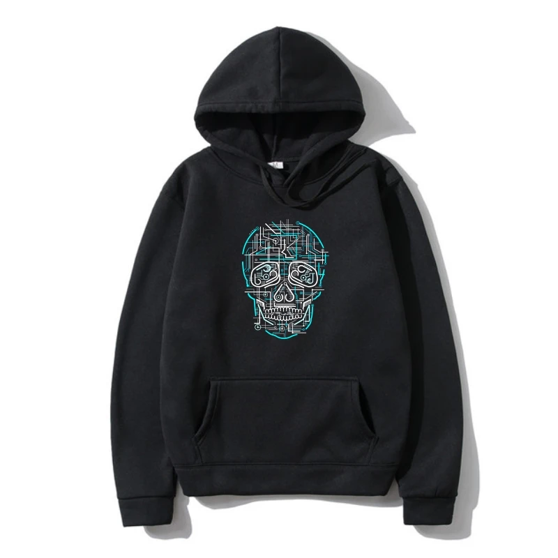 

Hoodi Electric Skull Men's Outerwear-Hipster Goth Festival