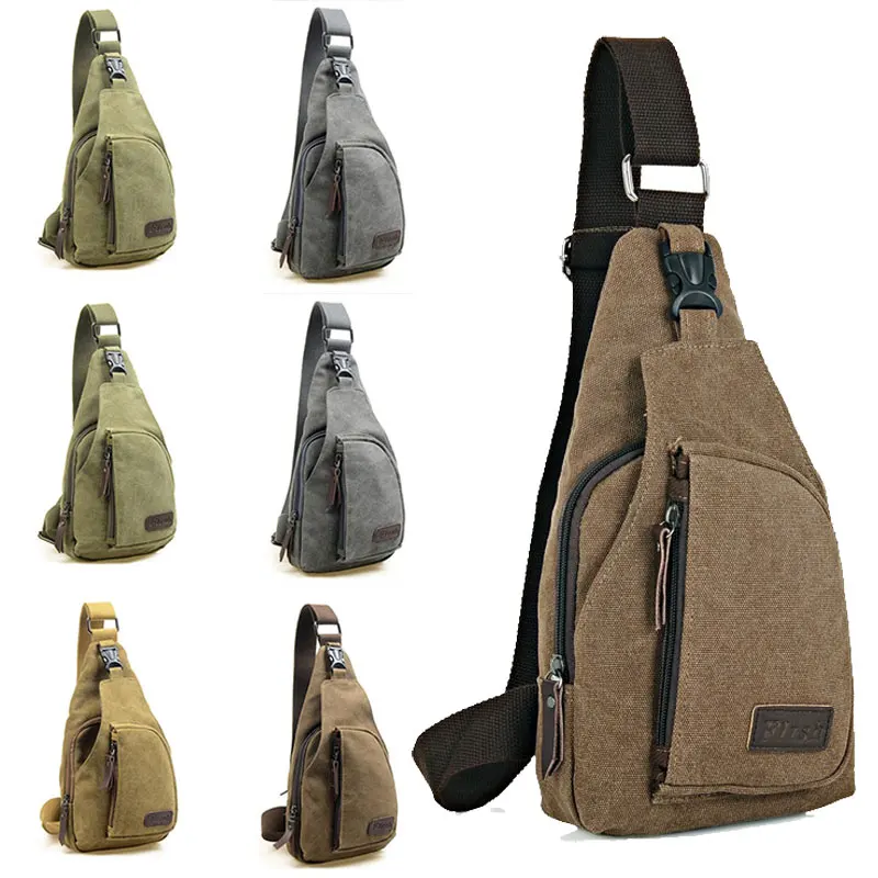 

New Outdoor Shoulder Shoulder Bag Chest Brand 2022 Satchel Men Vintage Leather Canvas Pack Multifunctional Sling Small