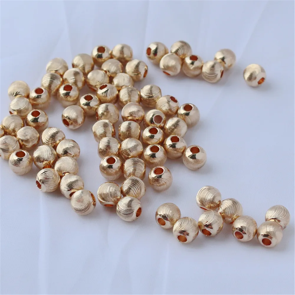 

14K Gold Filled Plated Cut fine lines c-side cut beads 6mm shiny cat eye effect DIY bracelet necklace loose beads 50pcs