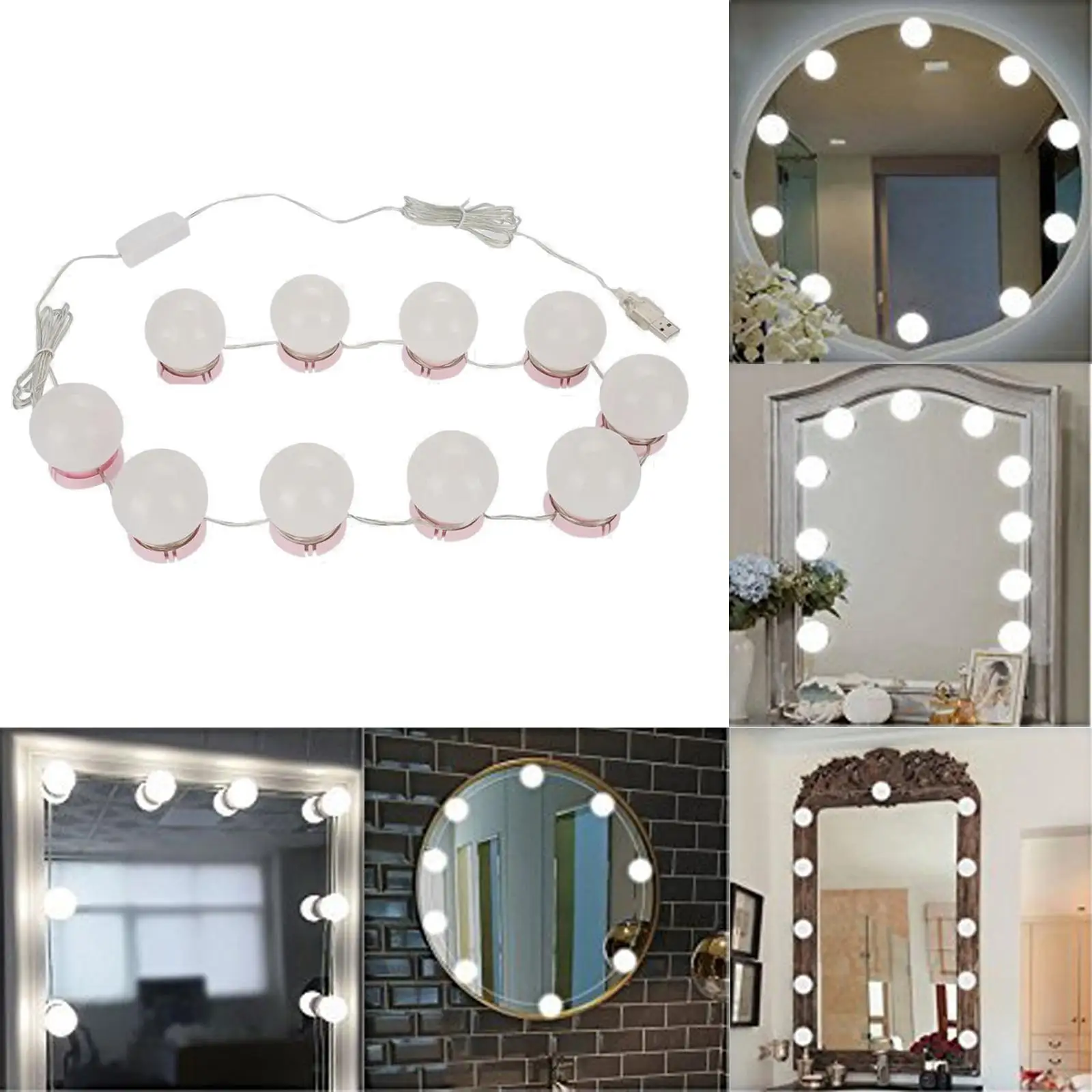

3 Colors Vanity Mirror Lights Kit Professional Detachable Dimmable Bright Vanity Mirror Lights for Dressing Room Restroom Decor
