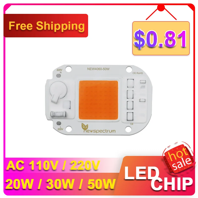 

Smart IC No Need Driver AC 220V 230V Flip DOB Module 20w 30w 50w COB LED Chip Beads Full Spectrum Grow Light for Indoor Plants