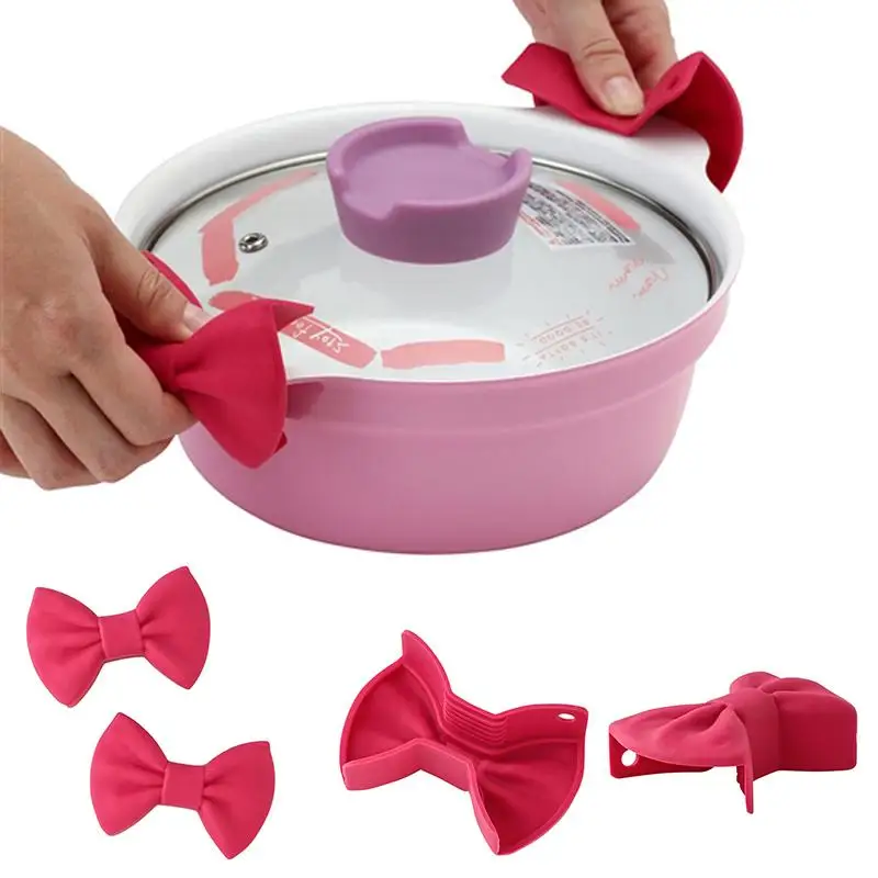 

2PCS Creative Bowl Oven Grip Anti-scald Bowknot Shape Disk Clamping Silicone Kitchen Tool
