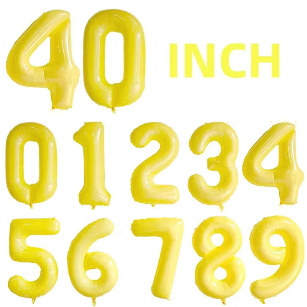 

40inch Number Balloon 1 2 3 4 5 6 7 8 9 0 Baby Happy Birthday Party Balloons Duck Yellow Ballon Age 100 Days Helium Supported