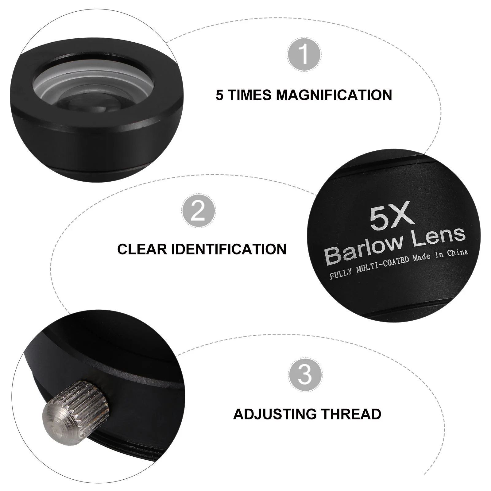 5 алюминиевых удлинителей линз Барлоу окуляры астрономического телескопа