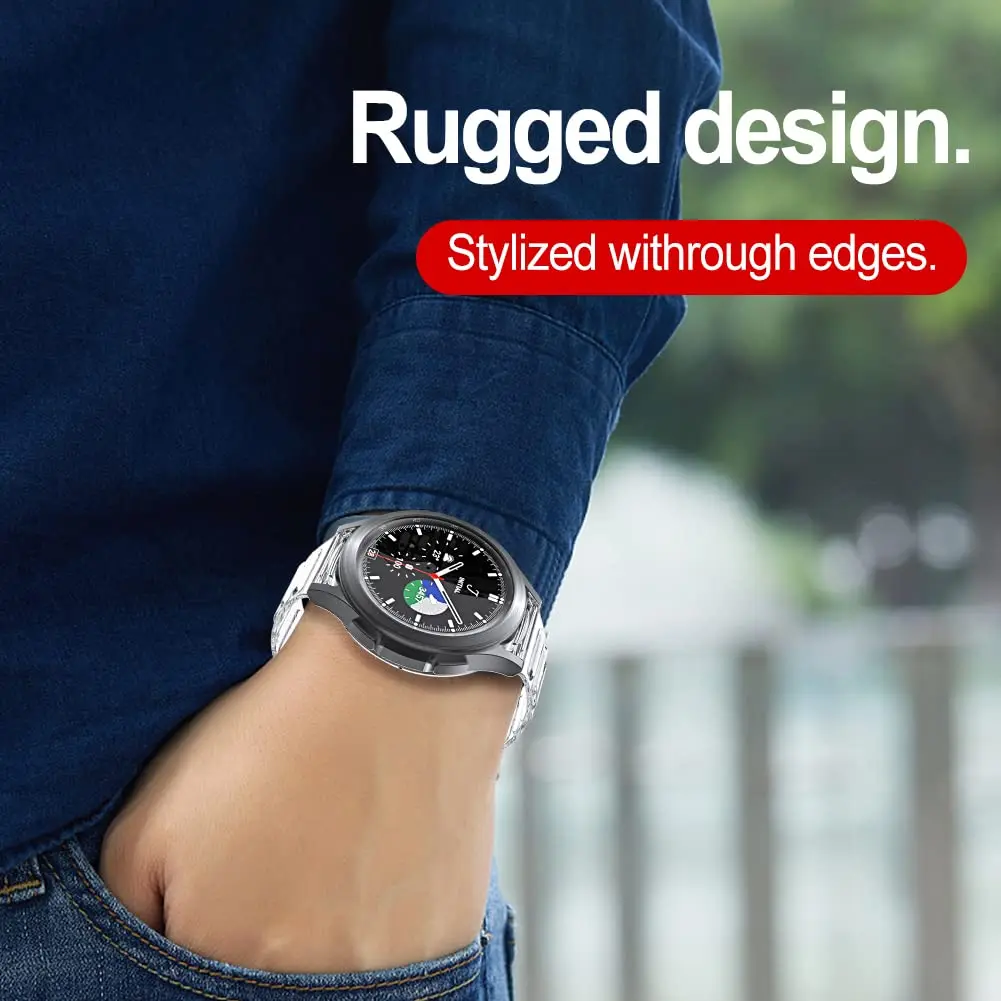 Ремешок прозрачный для Samsung Galaxy Watch 4/Classic/46 мм/42 мм/40 мм/44 мм ТПУ прочный корпус +