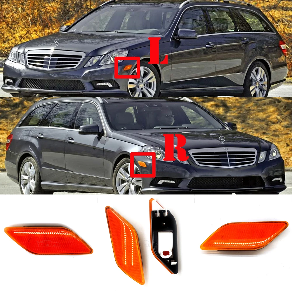 Fit 09-12 Mercedes E Class W212 Wagon E250 E300 E320 E500 E550 E63AMG Front Side Marker Light Lamp Cover