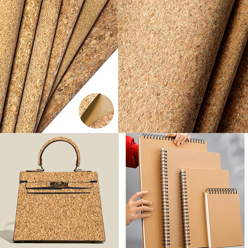 

Cork Leather Thin Wood Grain PU Synthetic Fabric Sheet for Making crafts Shoe Bag Decorative DIY Craft Sewing 46x135cm