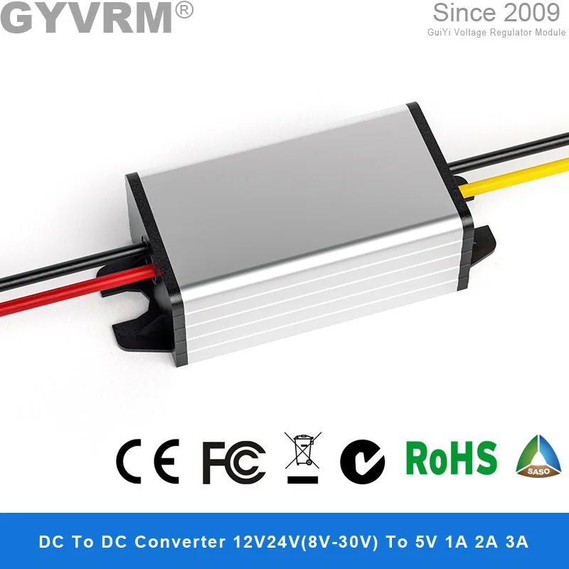 

GYVRM DC Power Converter 12V24V to 5V 1A 2A 3A Buck Module Step-down 5W 10W 15W Reduction Voltage Reducer Drop VoltageRegulator