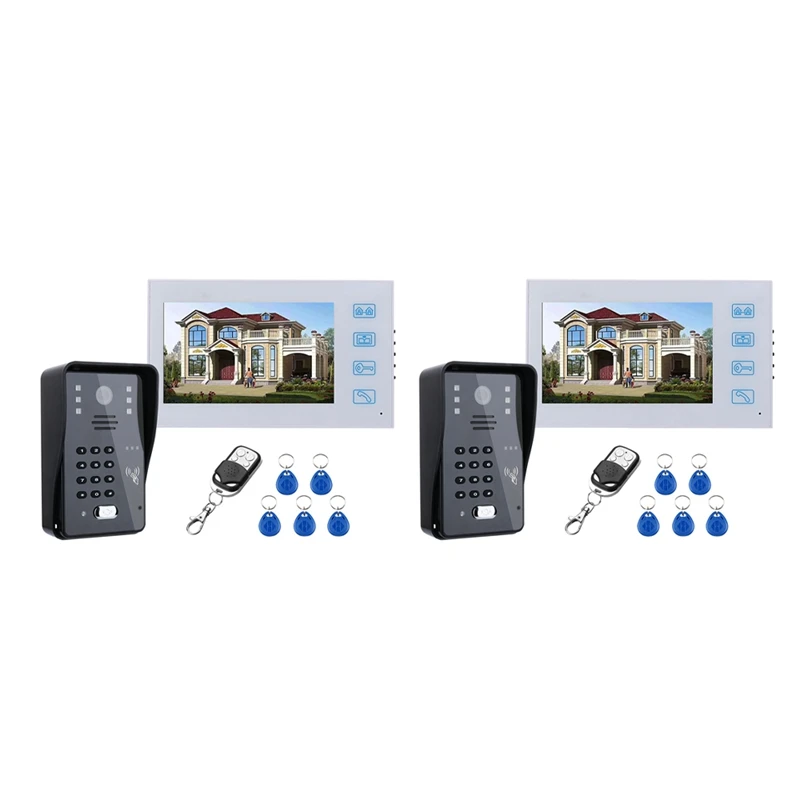

7Inch Press Video Door Phone Intercom Doorbell RFID IR-CUT 1000TV Line Camera Wireless Remote Access Control