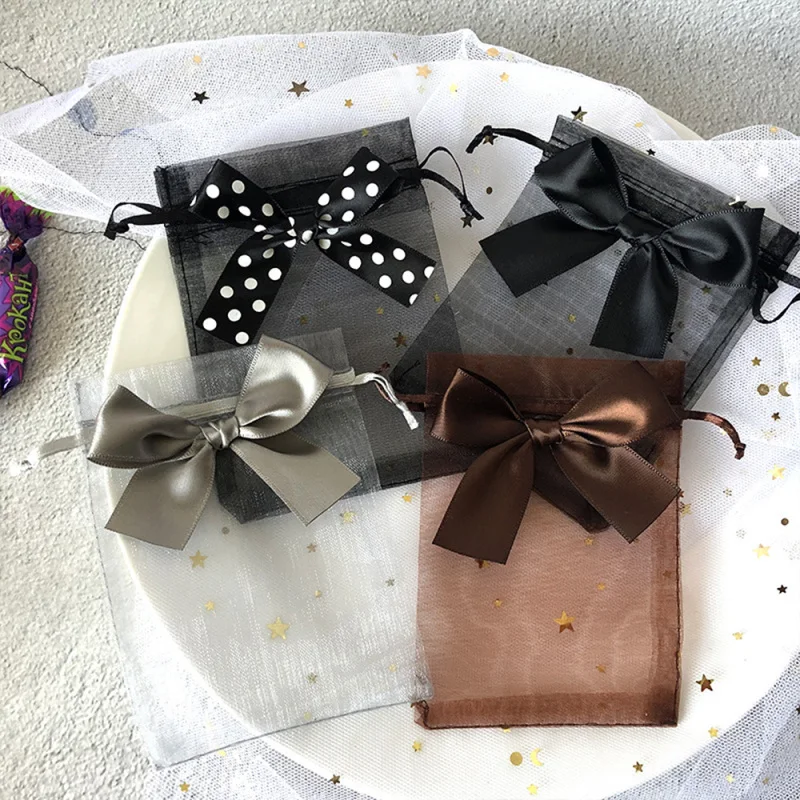 

15x20cm 10PCS/lot Mesh Candy Bag Jewelry Gift Packaging With Bow-knot DIY Wedding Festival Decoration