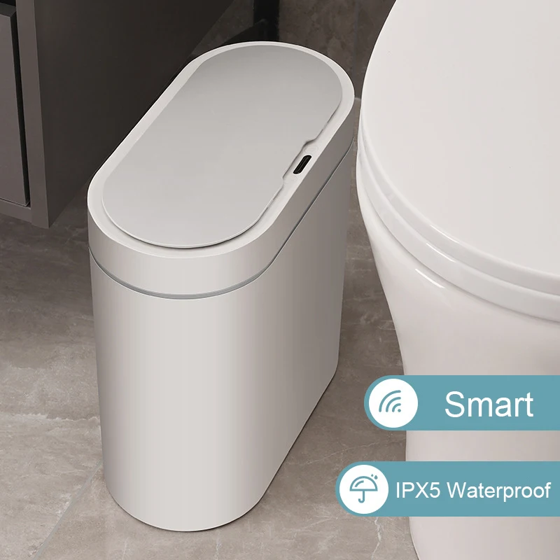 

Smart Sensor Trash Can Toilet Bathroom Waterproof Automatic Induction Sensor Garbage Bin Smart Home Trash Can
