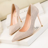 women high heels women sandals pu solid color pointed stilettos shallow mouth low top heightening women wedding shoes
