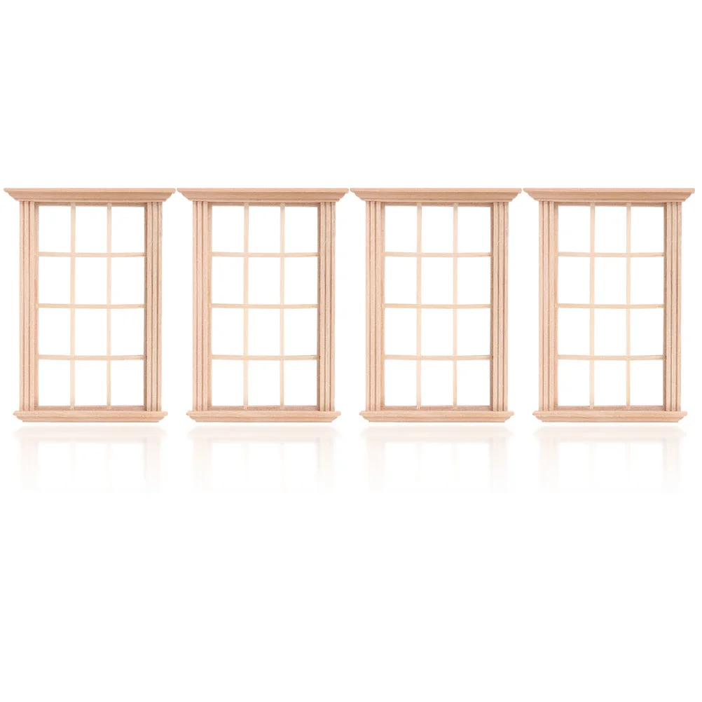 

4pcs 12-lattice Window Frame Model House Mini House Window Frame Shape Decor