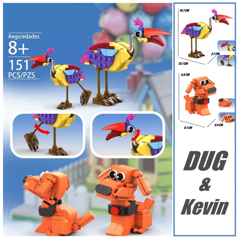 

Disney Pixar UP Movie Dug Dog and Kevin Bird [ FOR 43217 / 7025 Balloon House ] Friends Animal Building Blocks Bricks Toy Gift