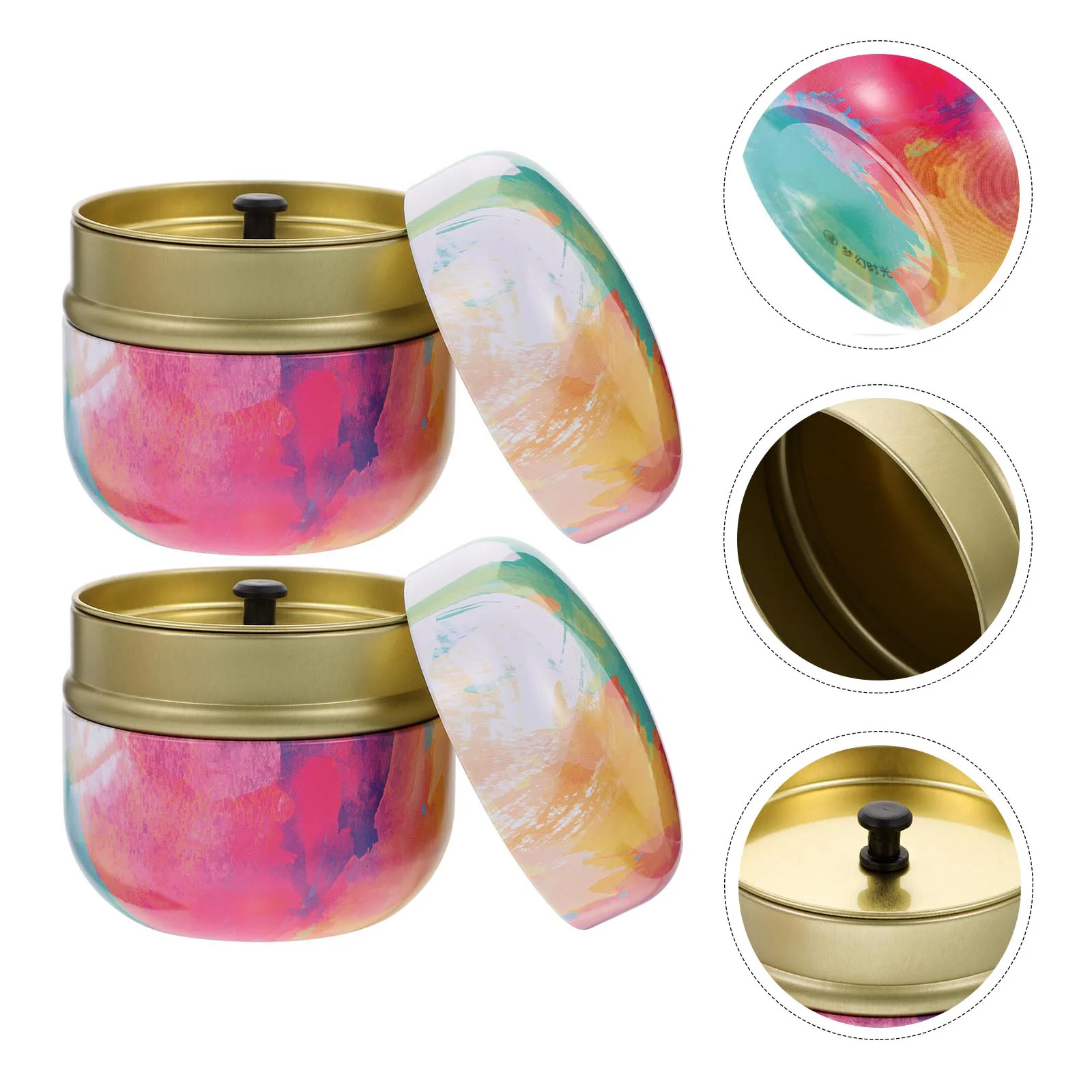 

2pcs Tea-leaf Storage Metal Boxes Damp Proof Containers Portable Cans Candy Jars